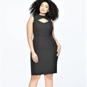 NEW Eloquii black‎ Cutout Neckline Mockneck sheath dress,  20